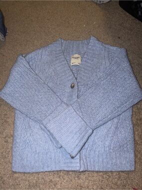Abercrombie & Fitch Powder Blue Cable Knit Shawl Cardigan